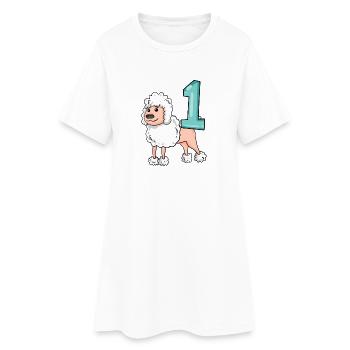 Numéro 1 Numéro Un - Motif Chien Caniche - Robe T-shirt Femme - blanc - Devant