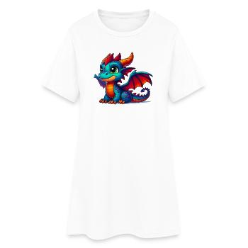 Drache - Frauen T-Shirt-Kleid - Weiß - Vorne