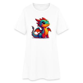 Drache - Frauen T-Shirt-Kleid - Weiß - Vorne