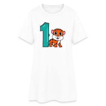 Numéro 1 Numéro Un - Motif Tigre - Robe T-shirt Femme - blanc - Devant