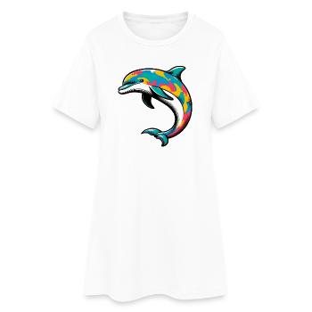 Dauphin - Robe T-shirt Femme - blanc - Devant