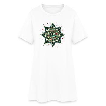 toller Weihnachtsstern im geometrischen Stil - Frauen T-Shirt-Kleid - Weiß - Vorne