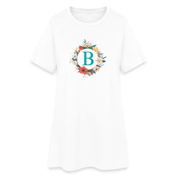 B Monogram, Couronne de fleurs, Personnalisable - Robe T-shirt Femme - blanc - Devant