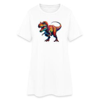 Dinosaurier - Frauen T-Shirt-Kleid - Weiß - Vorne