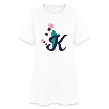 Elégante lettre 'K' avec des fleurs - Robe T-shirt Femme - blanc - Devant