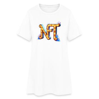 NFT in Lichtern – Leuchtendes Schilderdesign - Frauen T-Shirt-Kleid - Weiß - Vorne