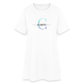 C| Monogramme | Nom | Cosmine | Aquarelle - Robe T-shirt Femme - blanc - Devant