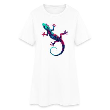 Gecko - Frauen T-Shirt-Kleid - Weiß - Vorne
