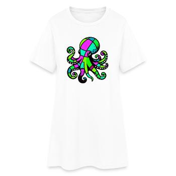 Pieuvre - Robe T-shirt Femme - blanc - Devant