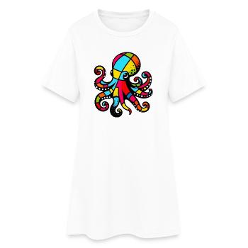 Pieuvre - Robe T-shirt Femme - blanc - Devant
