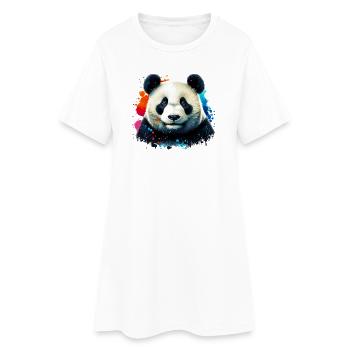 Panda - Frauen T-Shirt-Kleid - Weiß - Vorne