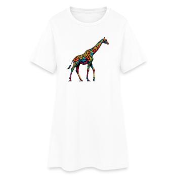 Giraffe - Frauen T-Shirt-Kleid - Weiß - Vorne