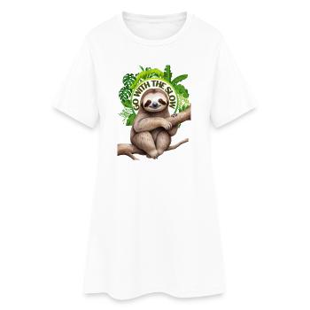 Go with the slow Sloth - Women’s T-Shirt Dress - white - Front