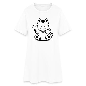 Tiger Cat - Frauen T-Shirt-Kleid - Weiß - Vorne