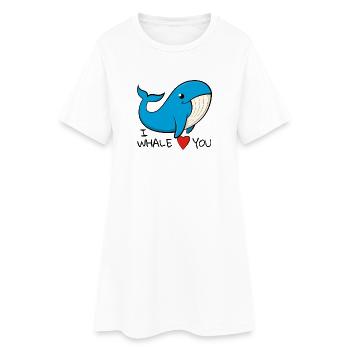 « Je t’aime » Baleine bleue joyeuse - Robe T-shirt Femme - blanc - Devant