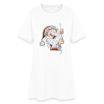 Lustiger Weihnachtsmann I Nikolaus - Frauen T-Shirt-Kleid - Weiß - Vorne
