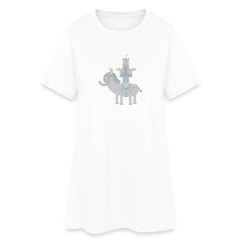Eléphant et château l Pas de texte - Robe T-shirt Femme - blanc - Devant