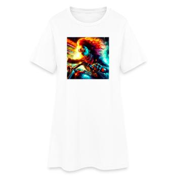 Cyberpunk Motorrad - Frauen T-Shirt-Kleid - Weiß - Vorne