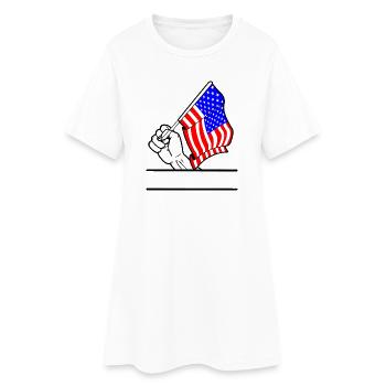 Flag USA transparent fist text space - Women’s T-Shirt Dress - white - Front