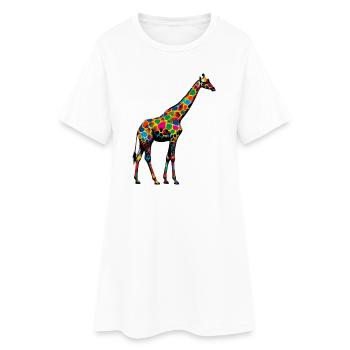Giraffe - Frauen T-Shirt-Kleid - Weiß - Vorne