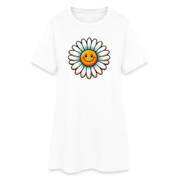 Gänseblümchen - Frauen T-Shirt-Kleid - Weiß - Vorne