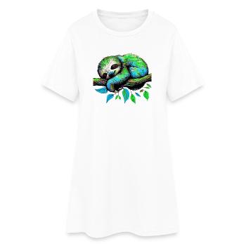 Faultier - Frauen T-Shirt-Kleid - Weiß - Vorne