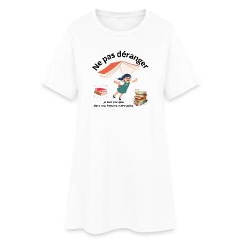 Ne pas déranger lecture - Robe T-shirt Femme - blanc - Devant