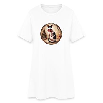 Christmas Portrait with Sphynx - Women’s T-Shirt Dress - white - Front