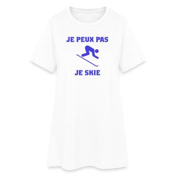 ICH KANN NICHT. SKI. BERG. SCHLÄGER. SCHNEE - Frauen T-Shirt-Kleid - Weiß - Vorne