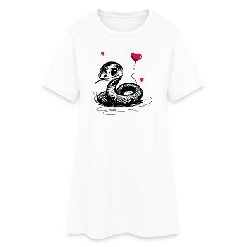 Schlange mit Herz Luftballon - Heartful Creatures - Frauen T-Shirt-Kleid - Weiß - Vorne