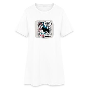 Jogging avec un husky ? Je vais te tirer avec de l’amour pour les chiens - Robe T-shirt Femme - blanc - Devant