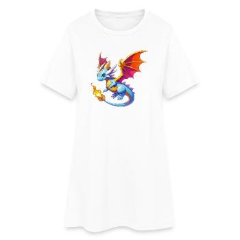 Drache - Frauen T-Shirt-Kleid - Weiß - Vorne
