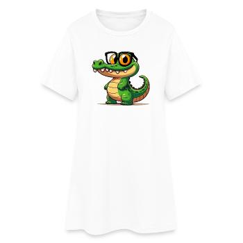 Alligator Crocodile - Robe T-shirt Femme - blanc - Devant