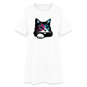 Chat - Robe T-shirt Femme - blanc - Devant
