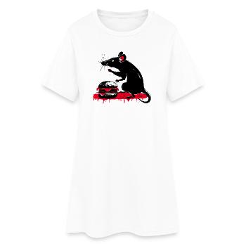 Rat avec burger dans le style de tatouage Street Art - Robe T-shirt Femme - blanc - Devant