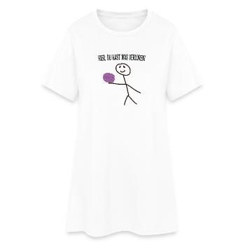 Strichmännchen mit Humor "Hier, du hast was verlor - Frauen T-Shirt-Kleid - Weiß - Vorne