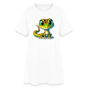 Gecko - Frauen T-Shirt-Kleid - Weiß - Vorne