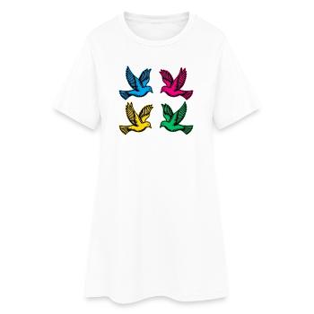 Tauben - Frauen T-Shirt-Kleid - Weiß - Vorne