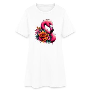Flamant - Robe T-shirt Femme - blanc - Devant
