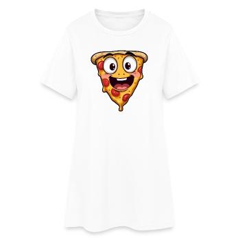 Visage de pizza heureux Art drôle - Robe T-shirt Femme - blanc - Devant