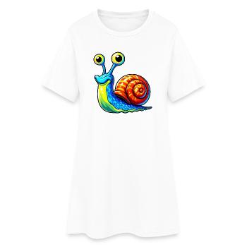 Schnecke - Frauen T-Shirt-Kleid - Weiß - Vorne