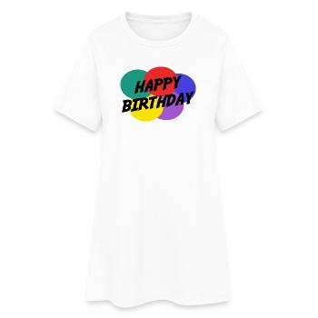 ANNIVERSAIRE. HAPPY BIRTHDAY. JOYEUX ANNIVERSAIRE. - Robe T-shirt Femme - blanc - Devant