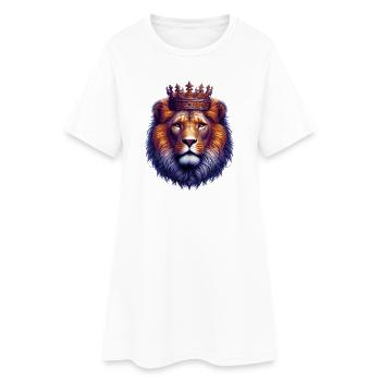 Löwe - Frauen T-Shirt-Kleid - Weiß - Vorne