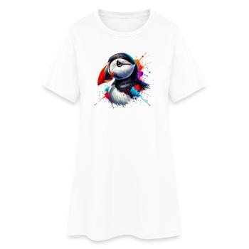 Macareux - Robe T-shirt Femme - blanc - Devant