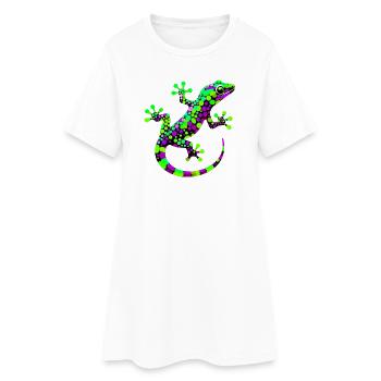 Gecko - Frauen T-Shirt-Kleid - Weiß - Vorne