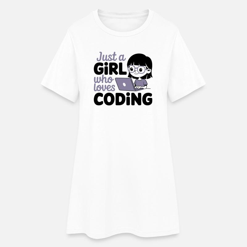 Nur ein Mädchen, das das Programmieren liebt - Frauen T-Shirt-Kleid - Weiß