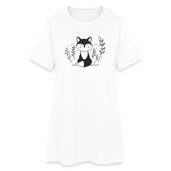 Lächelnder Fuchs – Minimalistische Illustration - Frauen T-Shirt-Kleid - Weiß - Vorne