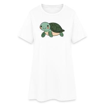Tortue heureuse mignonne - dessin animé adorable et joyeux - Robe T-shirt Femme - blanc - Devant