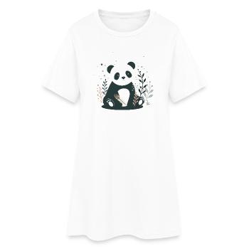 Liebevoller Panda mit minimalistischen Pflanzen - Frauen T-Shirt-Kleid - Weiß - Vorne
