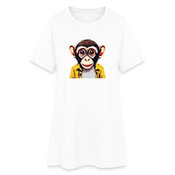 Vibrant Monkey Illustration for Apparel - Women’s T-Shirt Dress - white - Front